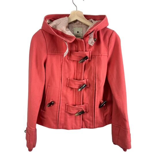 Anthropologie Elevenses Toggle Button Hooded Wool Jacket Pea Coat 0 XS - Picture 2 of 9